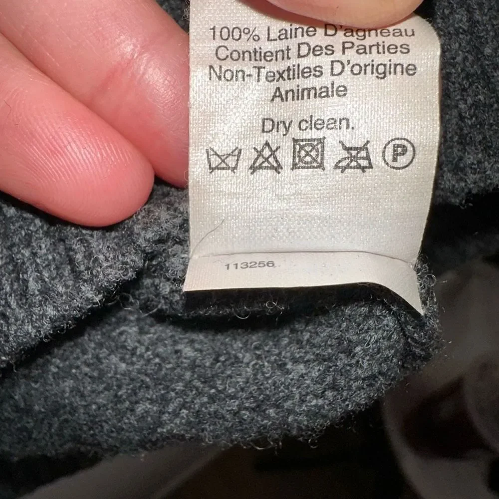 J. Crew Mens 100% Lambswool‎ Charcoal 1/4th Zip Ribbed Trim Pullover Sweater